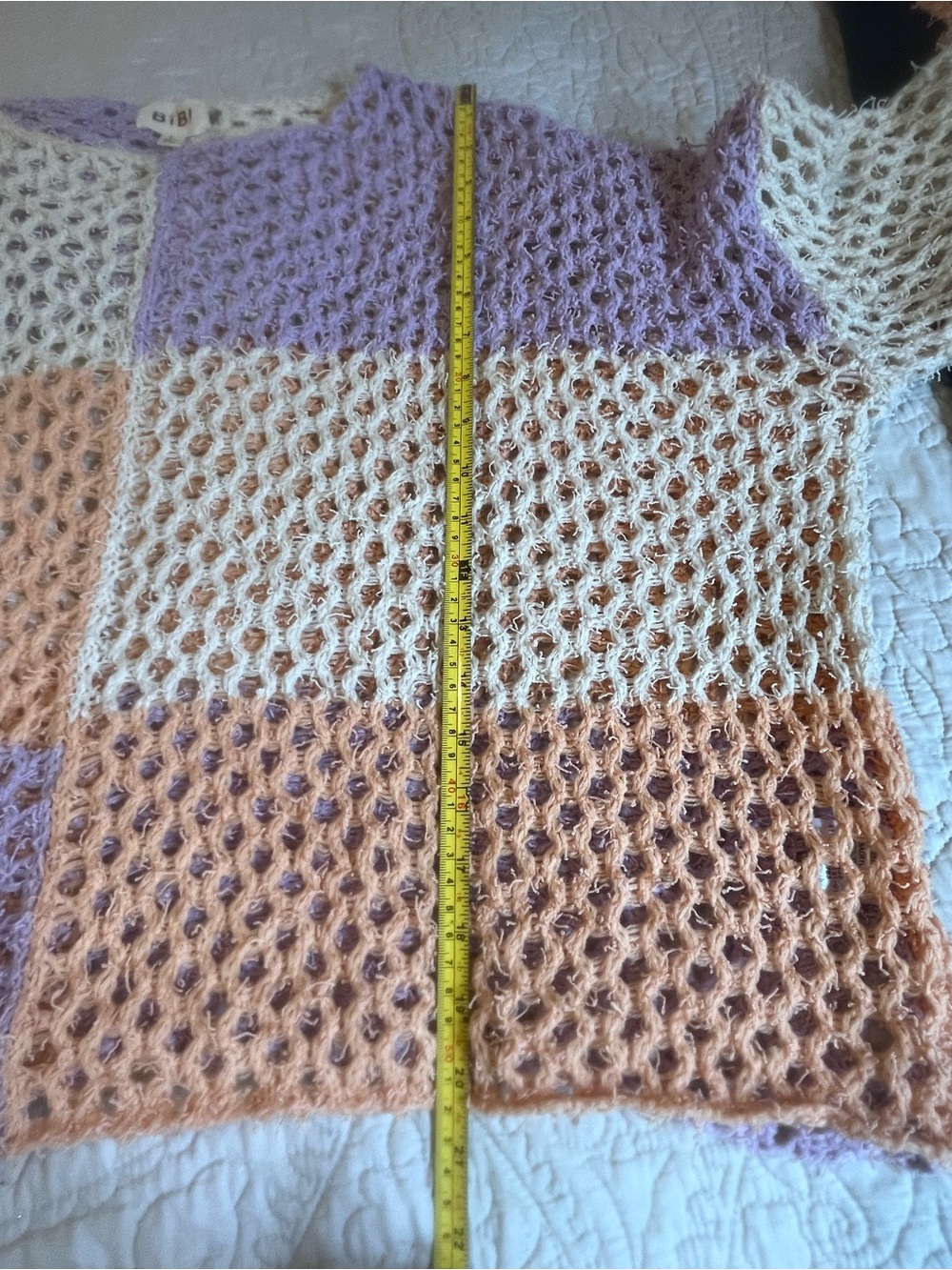 BiBi Lavender Peach Cream Open-Knit Colorblock Sweater - Picture 4 of 4